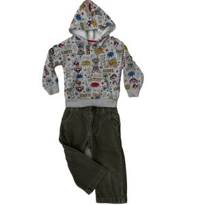 PAW PATROL & BABY GAP Boy’s Hoodie & Pants Polyester & Corduroy Size 2T VGC